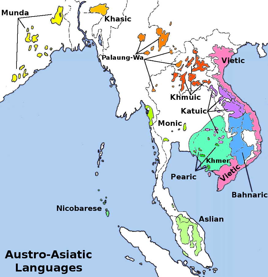 répartition des langues de la famille Austro-asiatique