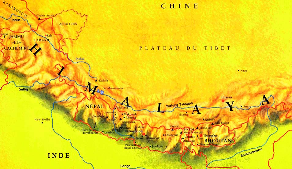 Carte de l'Himalaya